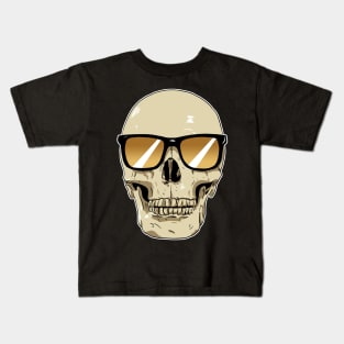 Skull Wearing Sunglasses Orange Lenses Kids T-Shirt